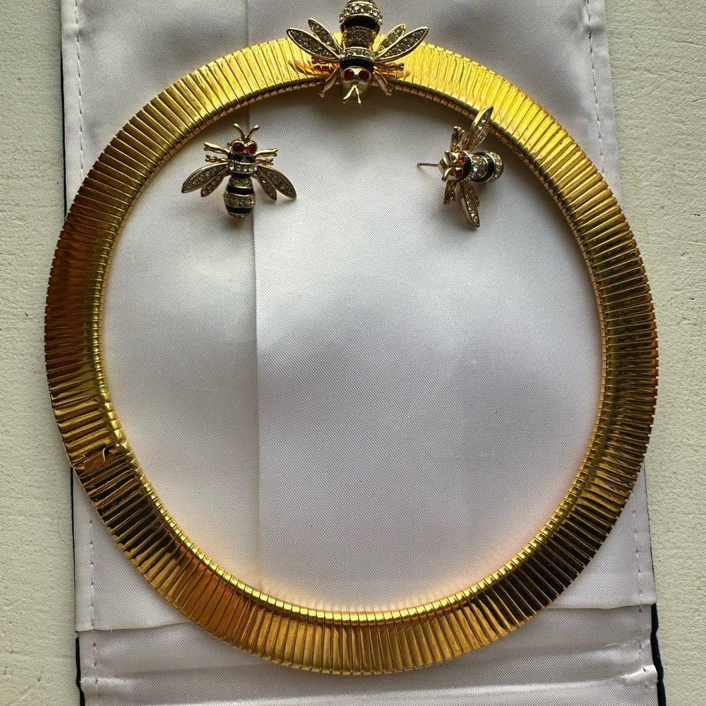 Swarovski jeweled Bee earrings and necklace - By Metropolitan Museum (SOLD)